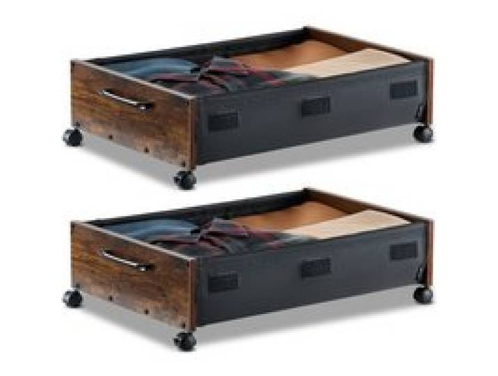 VEVOR Unterbettkommode Unterbettaufbewahrungstasche 2 Stk. rollbar (650 x 460 x 180 mm) Unterbettbehälter mit feststellbaren Rädern, mobile Aufbewahrungsbox für Kleidung Schuhe Schlafzimmer