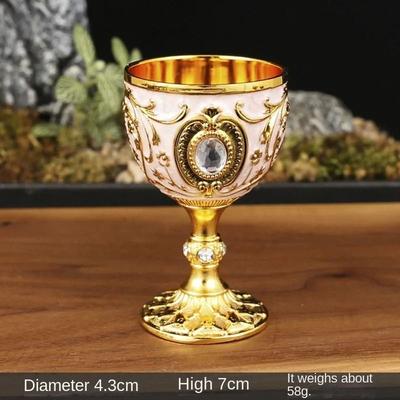Useful Little Things Vintage Holy Grail Medieval Goblet Hand Engraved Metal Wine Glass European Style Home Bar Drinkware Decor gold White
