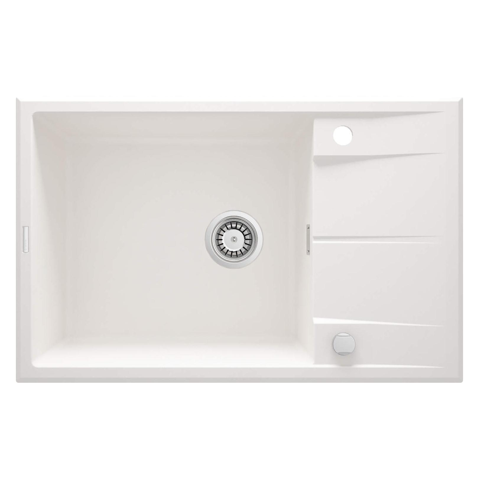Deante 1-Becken-Granitspüle mit Abtropffläche (Einbauspüle mit Abtropffläche, 44 cm, 76 cm) (ZQE_A11B)