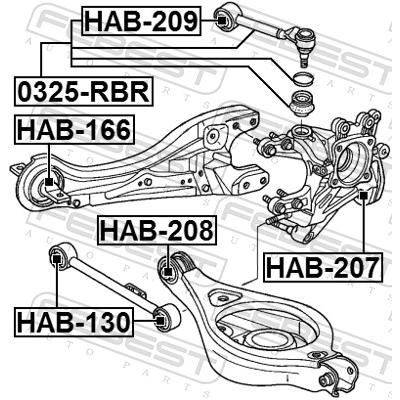 FEBEST Lagerung, Lenker HAB-209 innen für HONDA