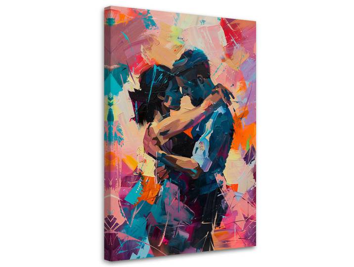 Feeby Leinwandbild Verliebtes Paar Abstrakt 60x90cm, Mehrfarbig, Herz/Romantik, Rechteckig, 60x90 cm, Bilder & Rahmen, Bilder, Leinwandbilder