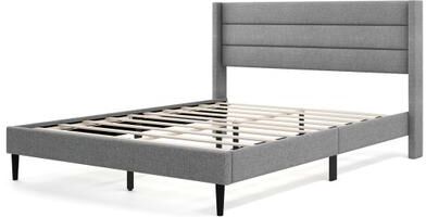 Costway Linen Upholstered Platform Twin/Queen Bed Frame with Wingback Headboard-Queen Size