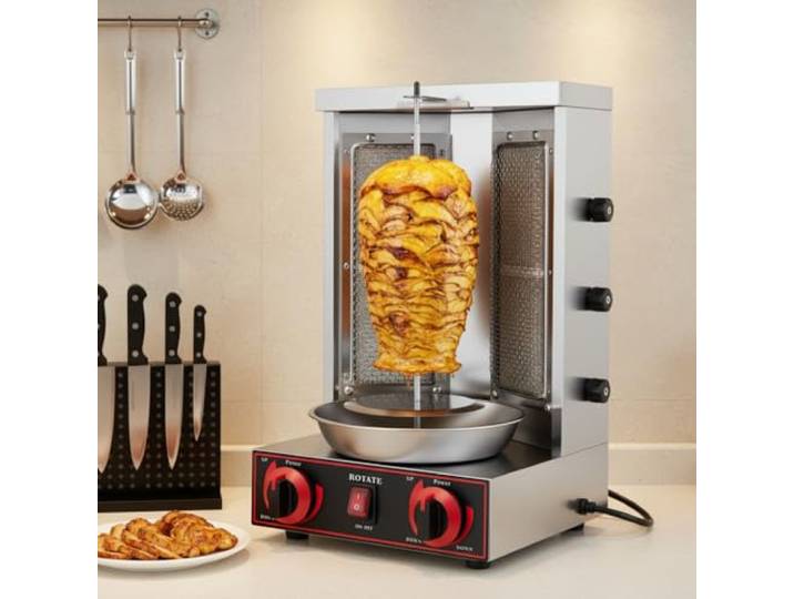 Dönergrill Edelstahl Gas Döner Kebab Maschine Dönergrill Tischgrill BBQ Grillofen Vertikale Döner Kebab Shawarma Gyro Grill 3000W