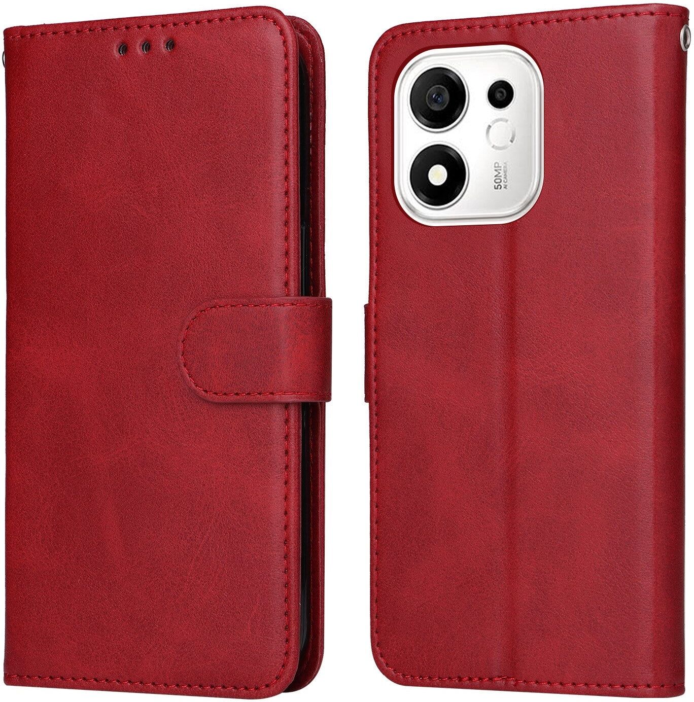 Honor 600 Smart EIDERWOOD Flip Cover i Kunstlæder - Rød