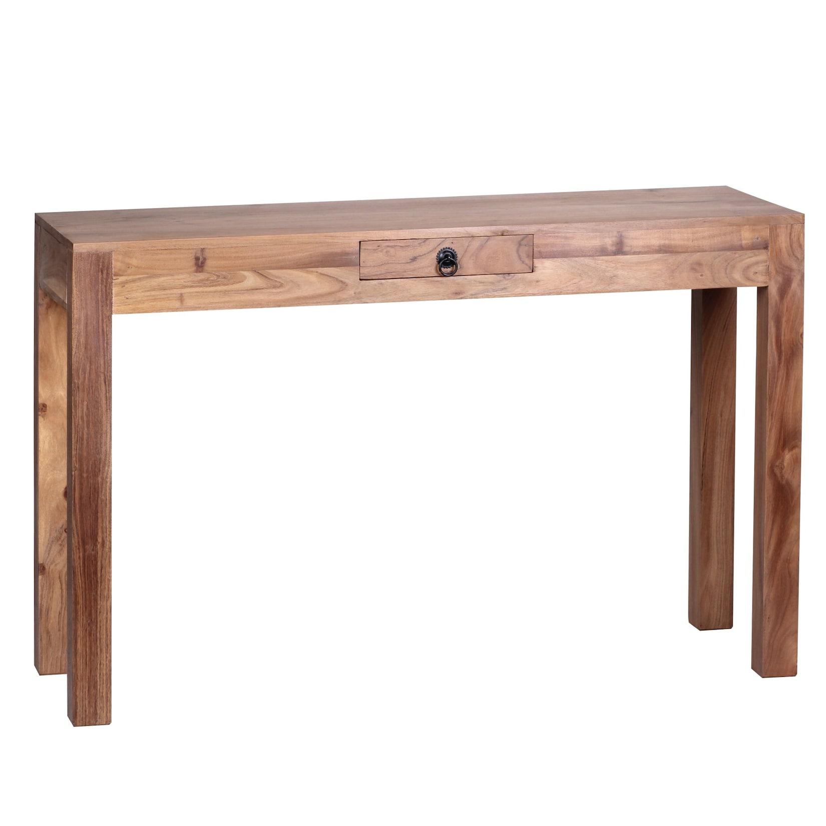 KADIMA DESIGN Konsolentisch "NAKO": Landhausstil, Schublade, Akazienholz, 40 cm Tiefe, vielseitig einsetzbar.