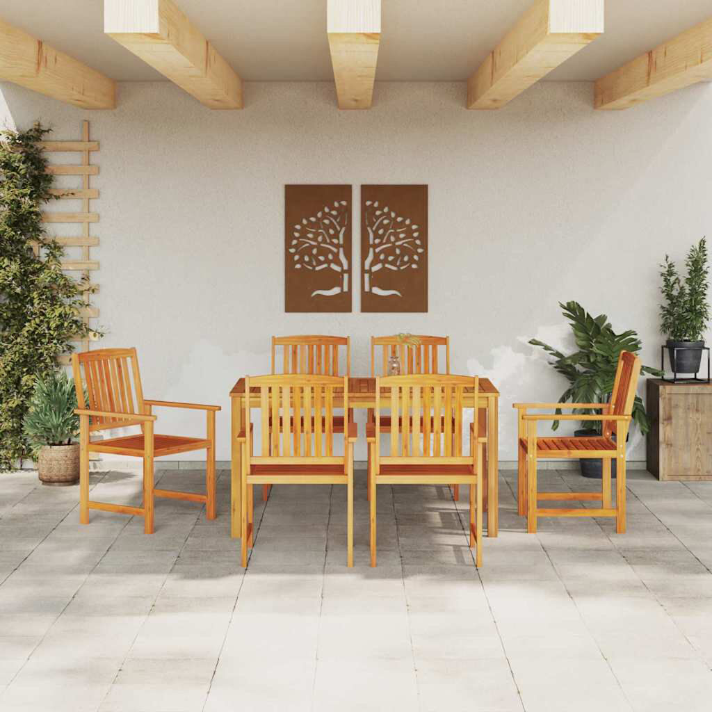 Lily Manor 6 - Person Acacia Patio Dining Set with Rectangular Table Brown 6