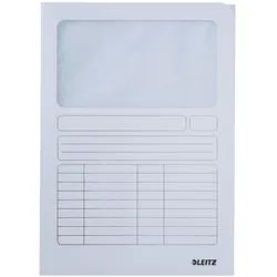 Leitz, Mappe, Sichtmappe, DIN A4, Karton, mit Sichfenster, weiss 160 g-qm, Oberteil mit beschriftbarem Druckr (A4, 100x)