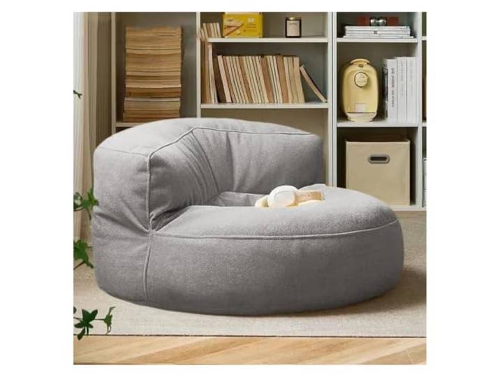 KUNYOS Gefüllter Sitzsack mit Füllstoff, wasserdichter Pouf, Stuhl, Garten, Strand, Pool, Ottomane, Salon, Sofasitz(Light Grey-Single)