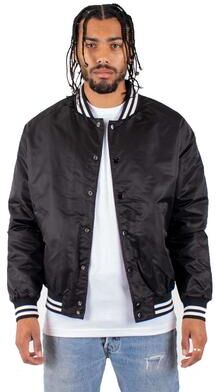 Shaka Wear SHVBJ Varsity Bomber Jacket in Black size Large