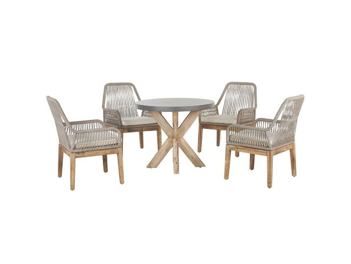 GARTENMÖBEL SET 4-Sitzer Faserzement grau 90 cm beige Olbia