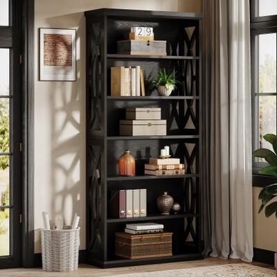 1Easylife "71"" Tall Bookshelf Freestanding 5-Tier Bookcase with Storage Display Organizer Cabinet for Home Office Living Room"