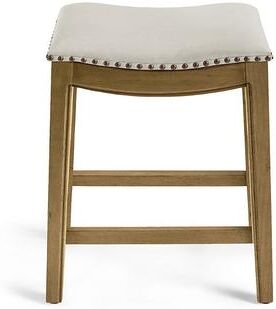 "Julien Backless Bar & Counter Stool - Counter Height (23"" Seat), Harvest, Bonded Leather, Harvest/Marbled Dove Gray/Counter Height - Grandin Road"