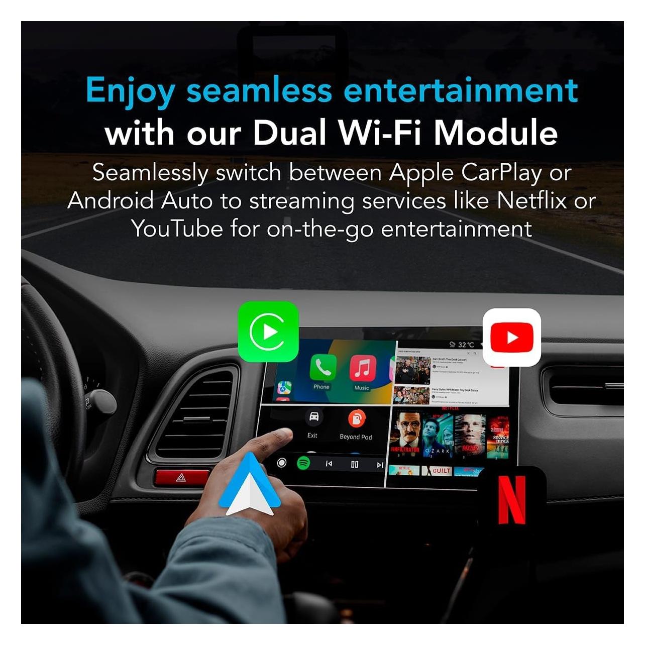 AutoSky AI Box Lite Plus 2.0 - CarPlay & Android Auto - Draadloos - Voor AutoâÂ€Âs vanaf 2016 (WCPAA-DUAL)