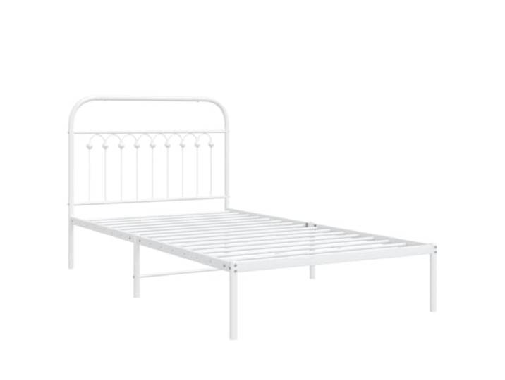 KTHLBRH Bettgestell mit Kopfteil Metall weiß 100 x 200 cm Bettgestell aus Stahl, Platz unter 30 cm, Lattenrost inklusive, Rückenunterstützung