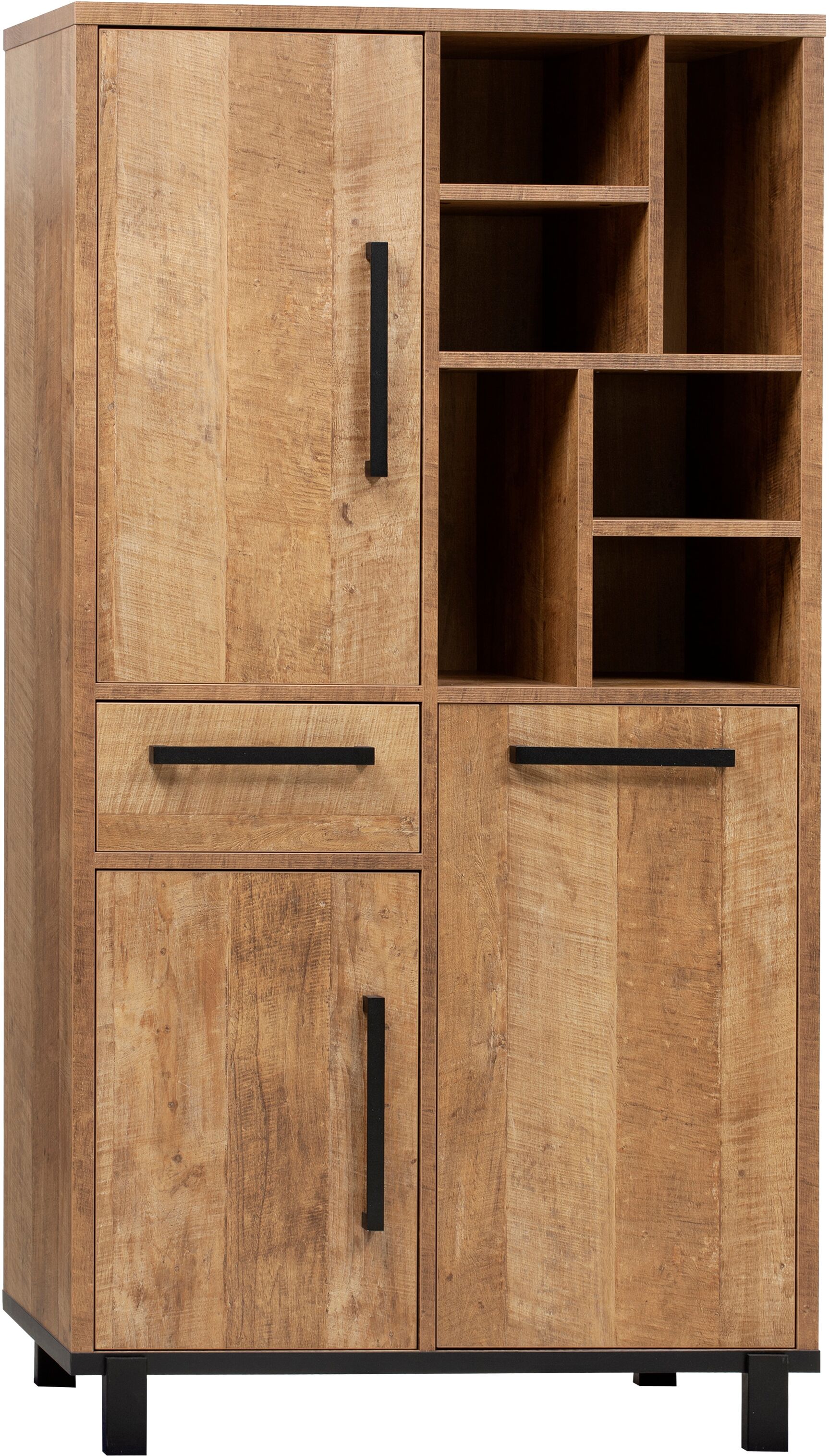 Barschrank OMG DESIGN "Malaga", braun (old teak), B:70cm H:200cm T:45cm, Melamin, Schränke, Barschrank, mit Soft-Close, in 2 Größen
