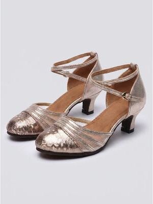 LightInthebox Women's Gold 1920s Flapper Heel Shoes - Metallic Snakeskin Vintage Gatsby Dance Pumps for Great Gatsby Parties, Dances Weddings