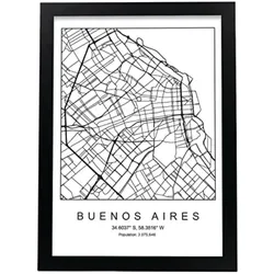 POSTER Buenos Aires Stadtkarte – Nordisch A3 Rahmenlos