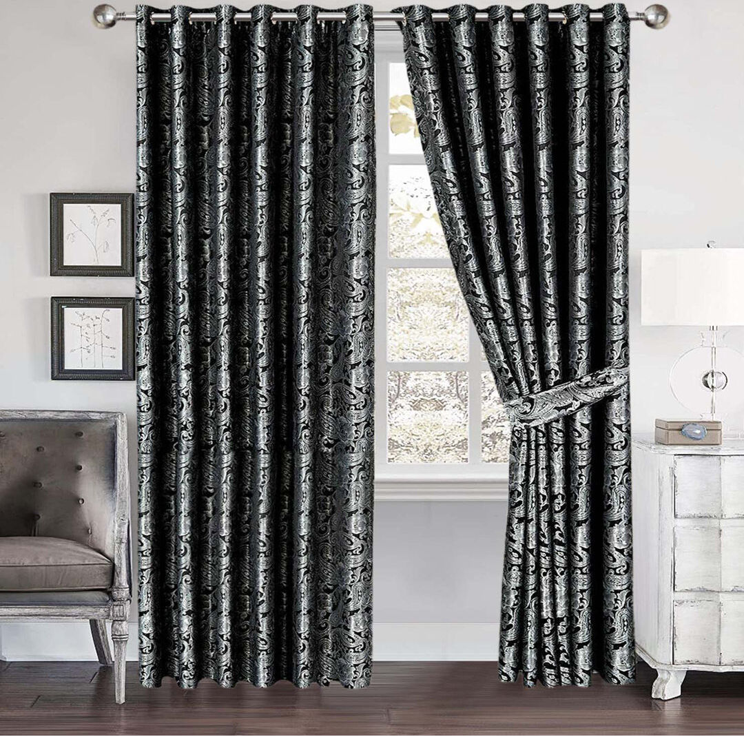 Rosdorf Park Semi Sheer Curtain Black 228 W x 137 D cm