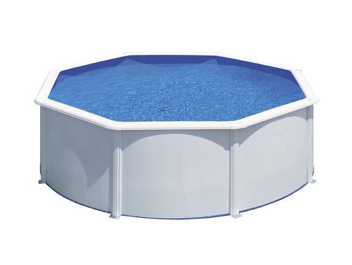 GRE Runder Stahlwandpool in Weiß KIT350ECO – Ø 350 x 120 cm, Komplettset