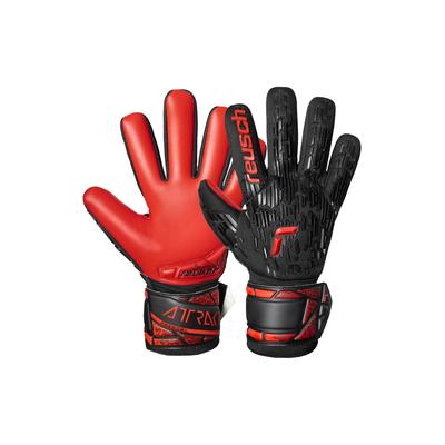 Torwarthandschuhe REUSCH "Attrakt Freegel Silver NC", Damen, Gr. 7, schwarz (schwarz, rot), 56% Elastodien, 34% Polyester, 5% Lederimitat, mehrfarbig, Handschuhe, mit flexibler Rückhand