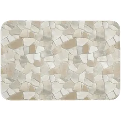 BADEMATTE Mosaik - Steine - Beige Badvorleger 90x60 cm