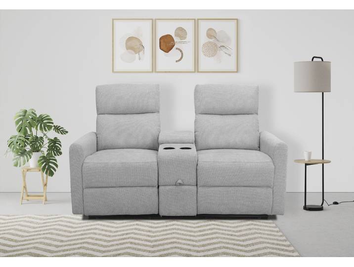 2-Sitzer HOME AFFAIRE Daoulas, 2er-Kinosofa, TV-Sessel, Multimedia-Sofa , grau (hellgrau), B:167cm H:102cm T:95cm, Webstoff (95% Polyester 5%Nylon), Sofas, 2-Sitzer, Kinosofa mit Relaxfunktion, Getränkehalter und Stauraum