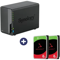 Synology DiskStation DS224+ 2 Einschübe NAS-Server Leergehäuse (DS224+) + 12TB (2x6TB) Seagate IronWolf® SATA Festplatten