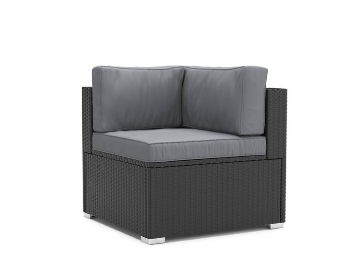 Eckteil Rattanlounge KRETA schwarz/anthrazit