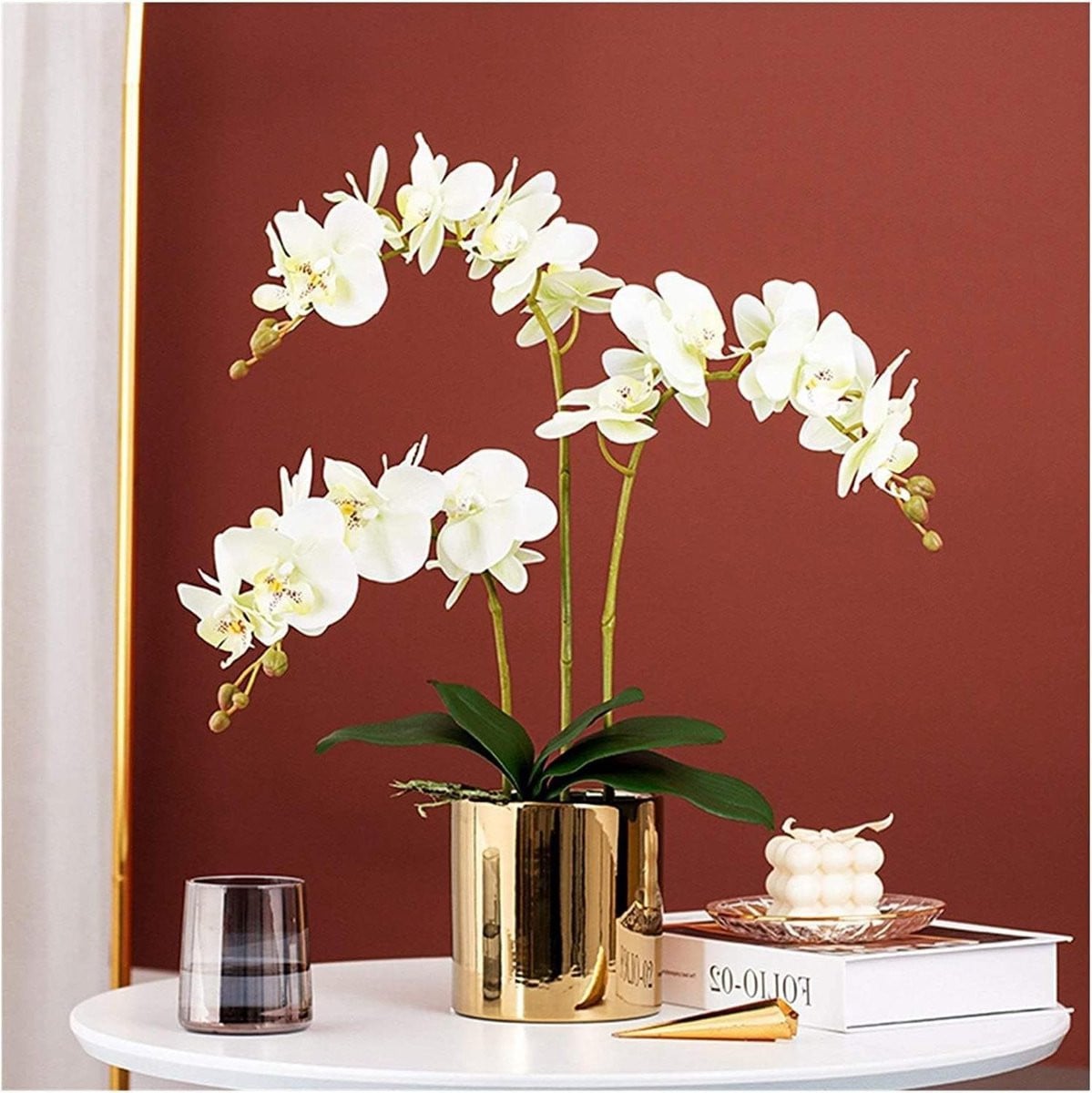 Set van 3 Kunstorchideeën met Pot - Phalaenopsis Nepbloemen - Real Touch Zijde - Woonkamer Decoratie