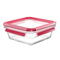 CLIP & CLOSE Glas-Frischhaltedose 0,8 Liter transparent/rot, quadratisch