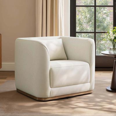 Spruce & Spring Modern Swivel Barrel Accent Chair with Pillow & Square Arm