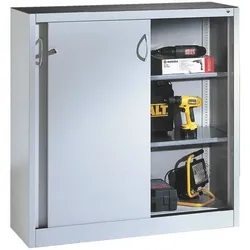 CP Stahlschrank mit Schiebetüren 120 x 120 cm grau, 120x120x40 cm