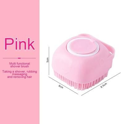 Inspired Finds Soft Silicone Pet Bath Massage Brush With Foaming Grooming Design pink 1pc