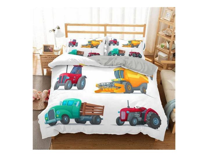 LuxusKollektion Jugendbettwäsche Bettwäsche Set 155x220cm Grün technisches Fahrzeug