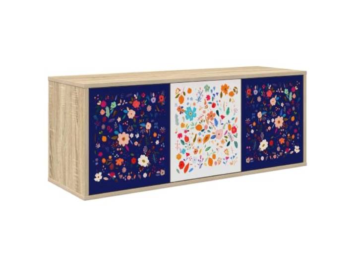 KGFHERENB Wandmontierter TV-Schrank MAINZ 102x33x40 cm Sonoma-Eiche Platzsparendes Hängeboard für Wohnzimmer: 3 Türen, robuste Holzwerkstoff-Konstruktion, modernes fliegendes Design.