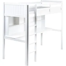 HOCHBETT MIT SCHREIBTISCH 90x200 cm Weiß Foucamont