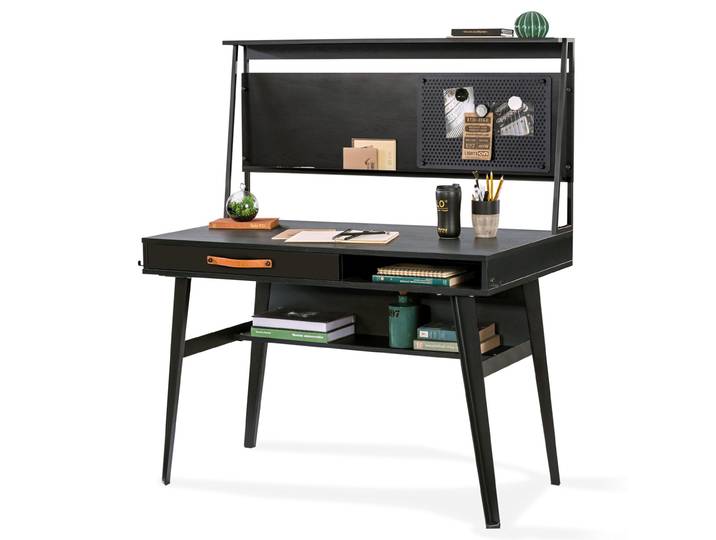 Schreibtisch Dark Metal Line mit Aufsatz