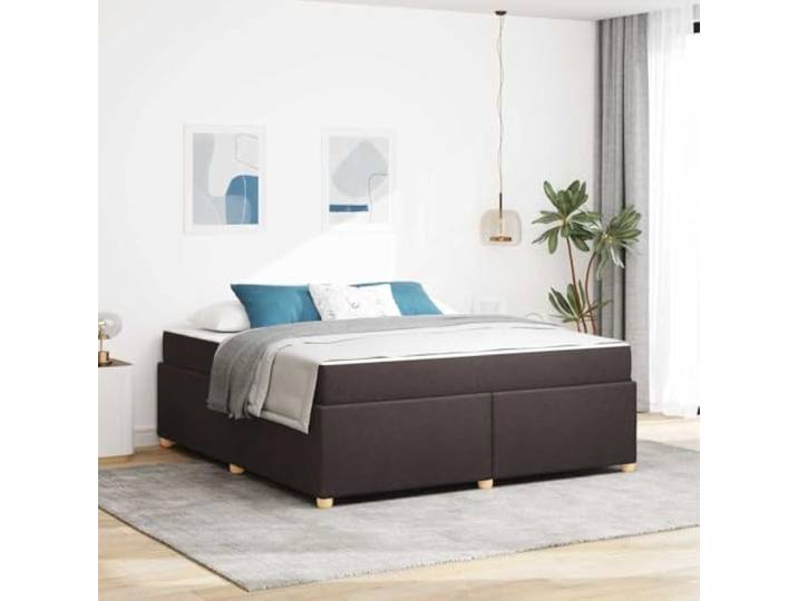 Robuster Holzwerkstoff Modernes Design Bettgestell 180 x 200 cm Braun Bettrahmen mit Matratze Dunkelbraun 180x200 cm Stoff Taschenfederkern Bettgestell mit Lattenrost Komfort Doppelbett