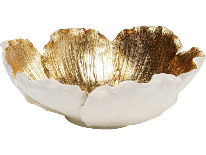 Dekoschale KARE DESIGN Deko Schale Flower Bloom , weiß (goldfarben, weiß), B:23,8cm H:9,5cm T:25,4cm, Dekoschalen, Dekoschale
