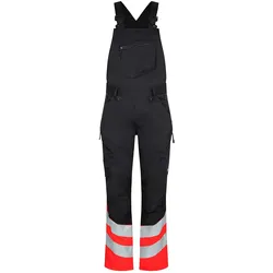 Warnschutz Latzhose "3546-314" Safety UV-Schutz - 31 - schwarz/rot