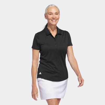 Poloshirt ADIDAS PERFORMANCE "SOLID PERFORMANCE SLEEVE FÜR DAMEN", Damen, Gr. XS, schwarz, Obermaterial: 100% Polyester, Shirts, mit Druckknopfverschluss, aus Polyester, leichtes Pikeematerial