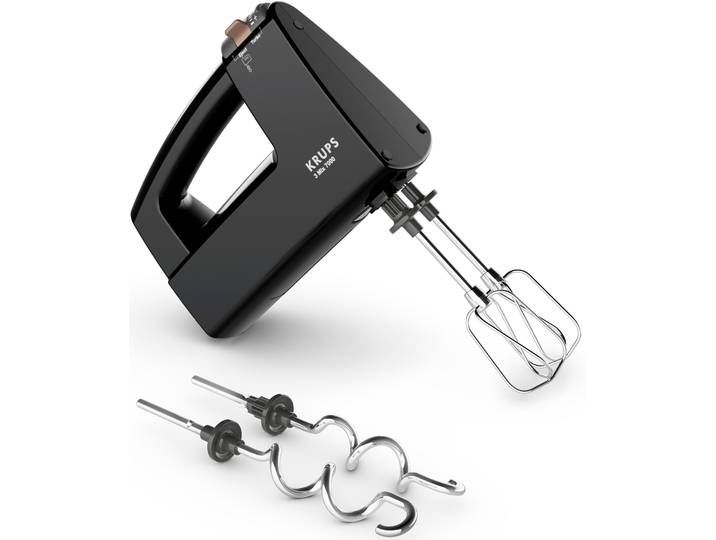 KRUPS Handmixer 3Mix 7000 , schwarz (schwarz, kupferfarben), B:10cm H:21cm T:22,2cm, Mixer, limitierte Edition, Zubehörtasche, Quirl+Knethaken, F60858, Handmixer