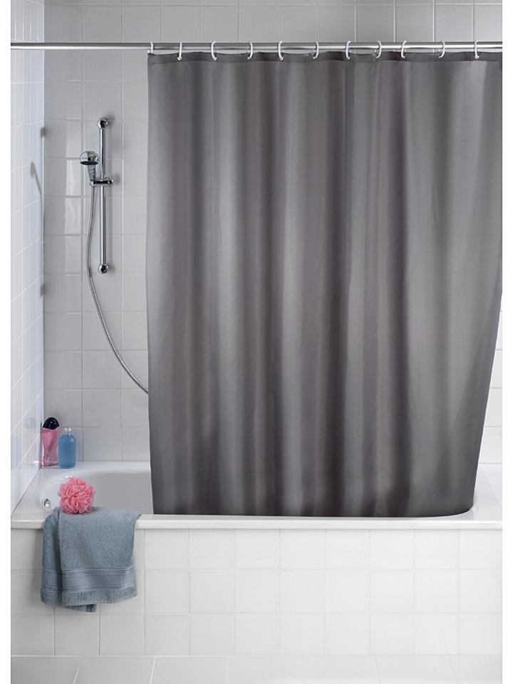 Wenko Anti-Schimmel-Duschvorhang "Uni" in Grau - (L)200 x (B)180 cm - onesize