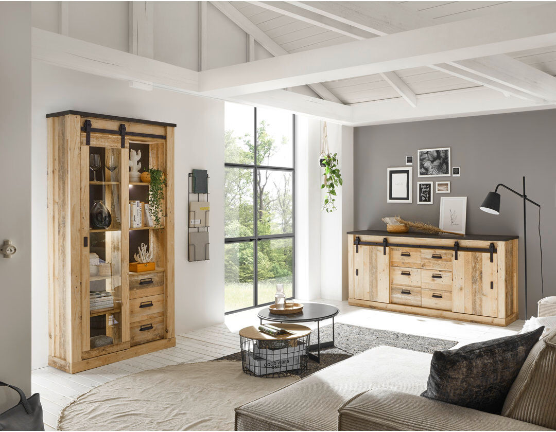 Lark Manor Jackeline 201cm Sideboard Brown/Anthracite 91cm H X 201cm W X 43cm D