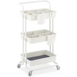 Relaxdays Rollwagen, 3 Etagen, Allzweckwagen, Hobby, Büro, Bad, Küchenwagen HBT: 86x43x42 cm, Metall & Kunststoff, weiß