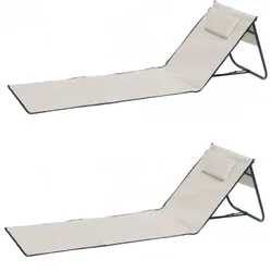 Lex Strandliege Strandmatte Matte Badematte Liege faltbar Tasche beige 2er Set : Beige