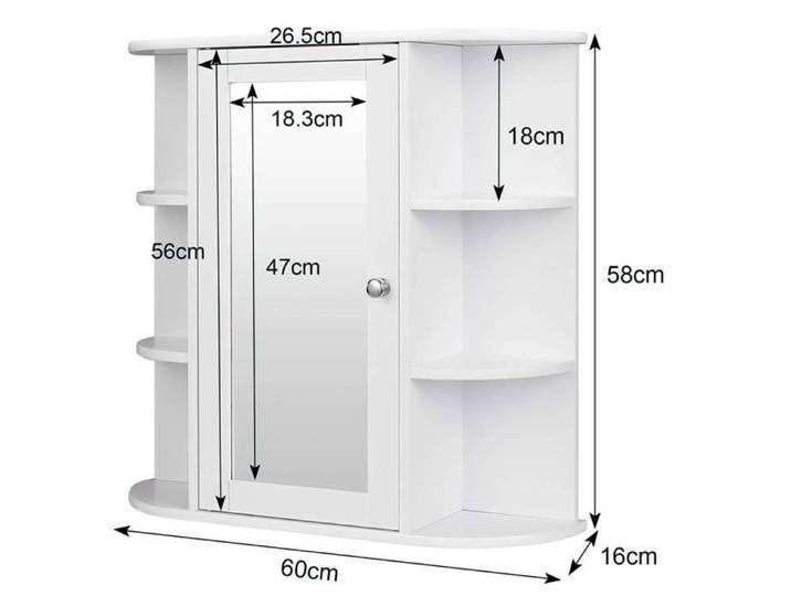 Armoire Placard avec Miroir Suspendue - Neal - 3 niveaux - Style Scandinave - Moderne - Blanc