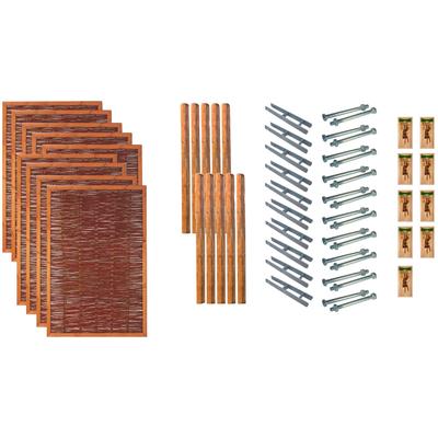 Weidenzaun TETZNER & JENTZSCH "Fresno 7", braun, H:180cm, Stahl, Weidengeflecht, Zaunelemente, 9 Elemente, LxH: 1170x180 cm