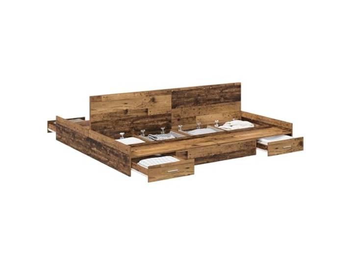 PUGYNBK Bett für Schubladen aus Holz, 200 x 200 cm Massives Kiefernholz, integrierte Schubladen, minimalistischer Stil, einfache Reinigung