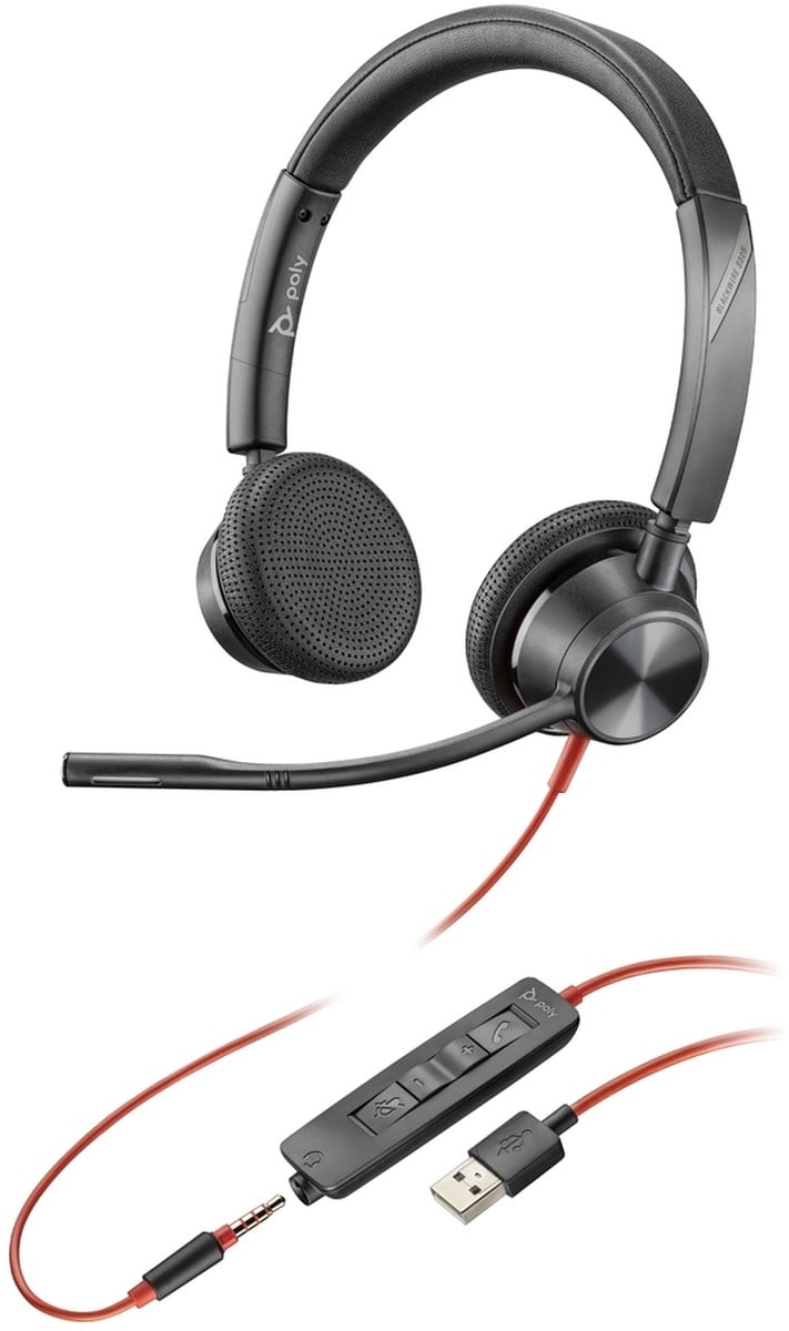 HP Poly Blackwire 3325 Over-ear Hoofdtelefoon - Bekabeld - USB-A en 3,5 mm stekker - Zwart